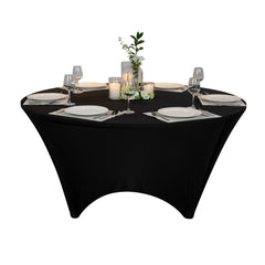 Table Tek Round Black Spandex Table Cover - Contour Cut - 72