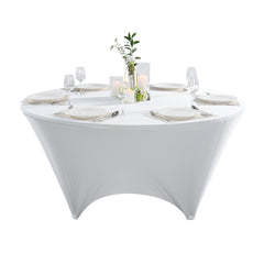 Table Tek Round White Spandex Table Cover - Contour Cut - 72