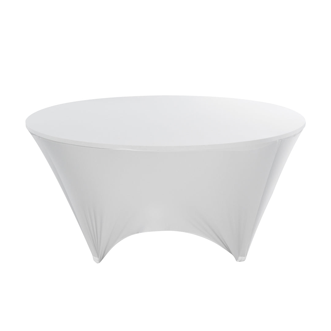 Table Tek Round White Spandex Table Cover - Contour Cut - 72" - 10 count box