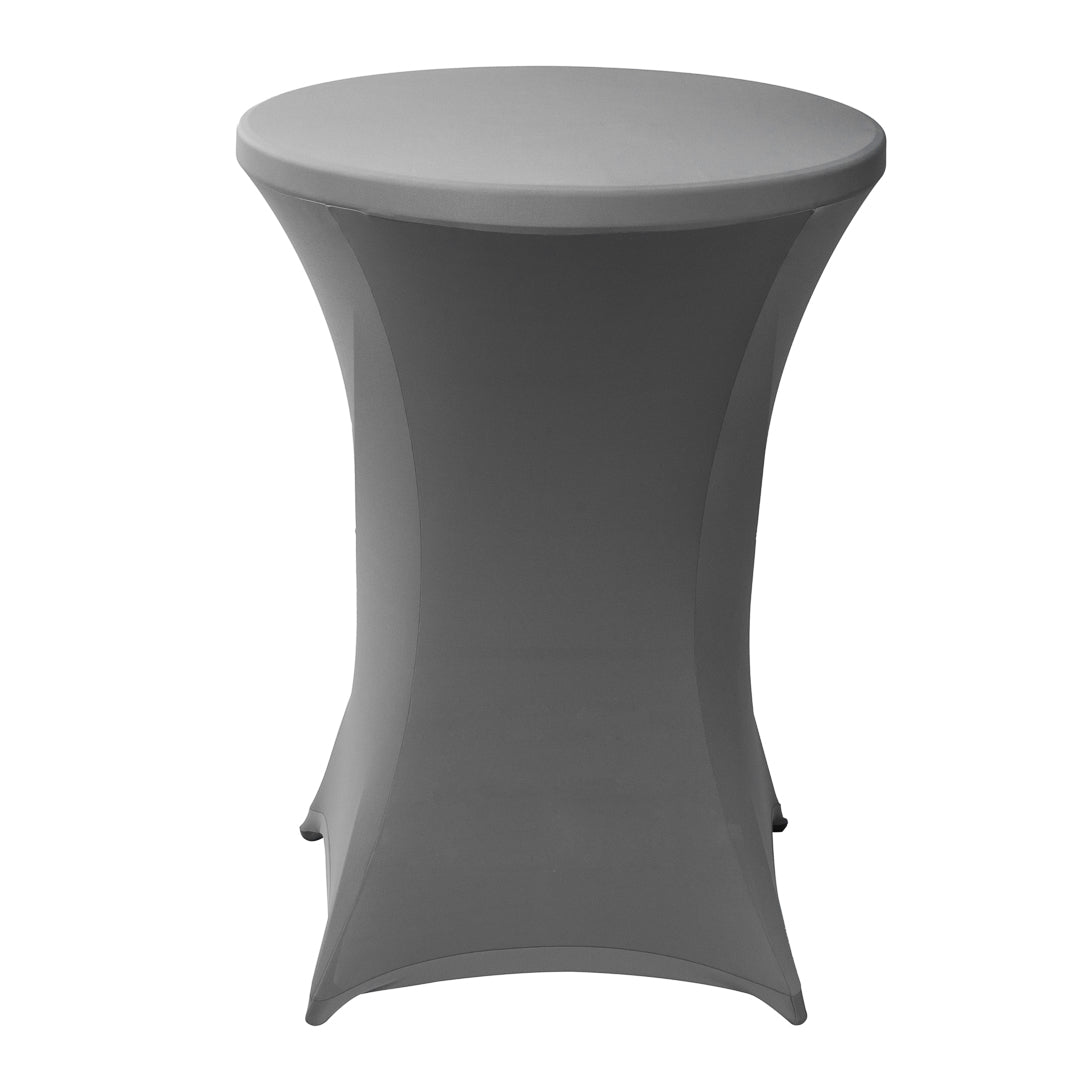 Table Tek Round Charcoal Gray Spandex Table Cover - Bar Height - 32" - 10 count box