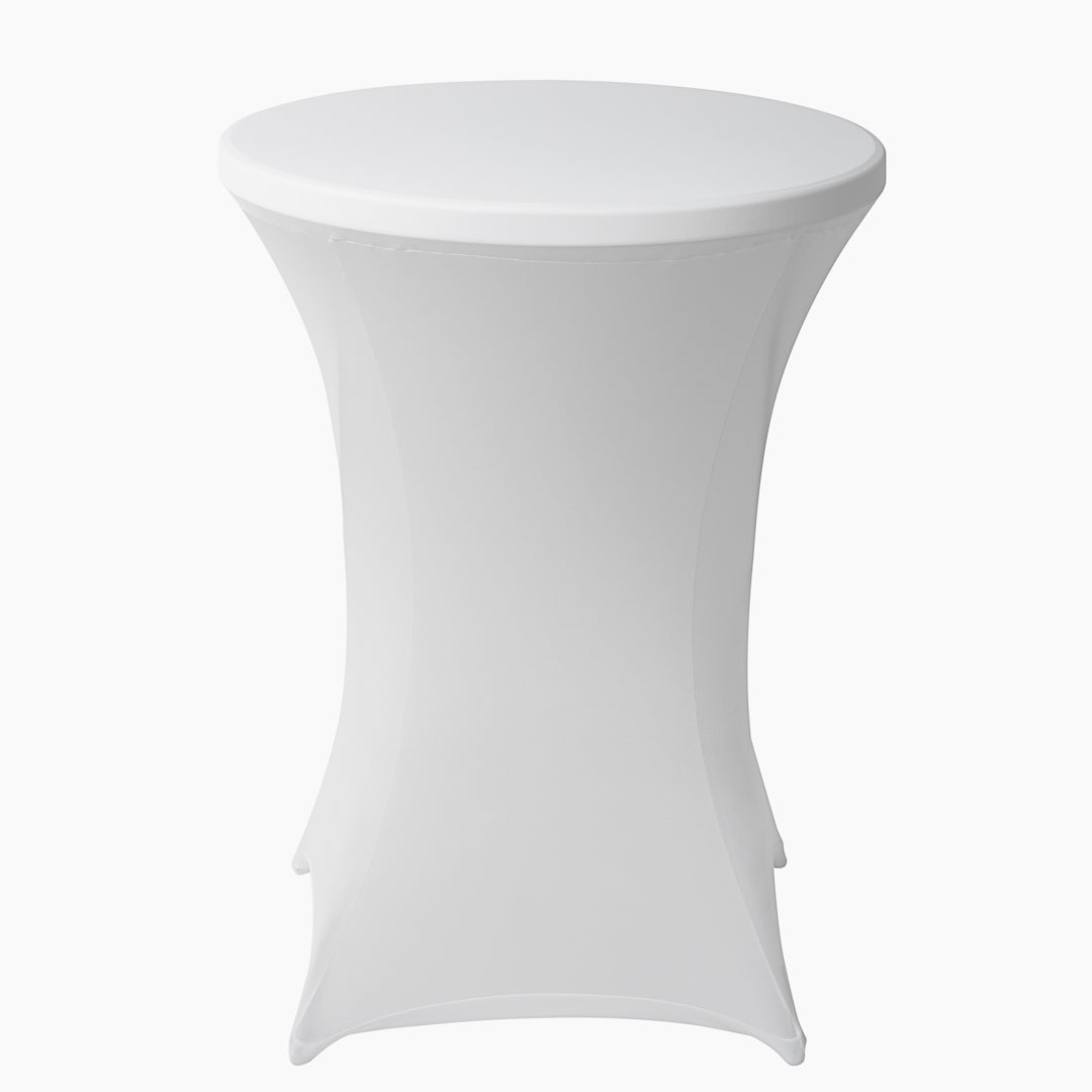 Table Tek Round White Spandex Table Cover - Bar Height - 32" - 10 count box