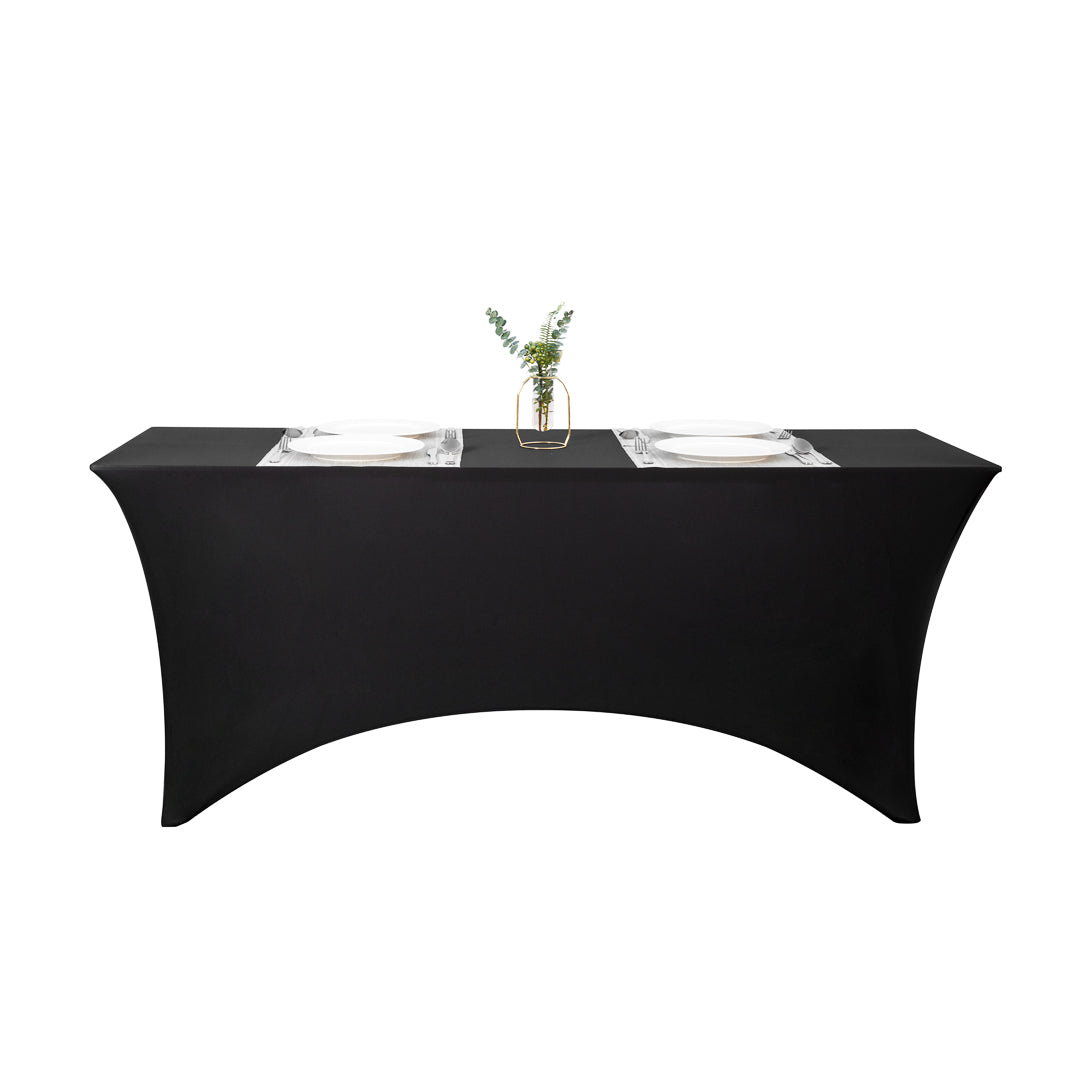 Table Tek Rectangle Black Spandex Table Cover - Contour Cut - 72" x 30" - 10 count box