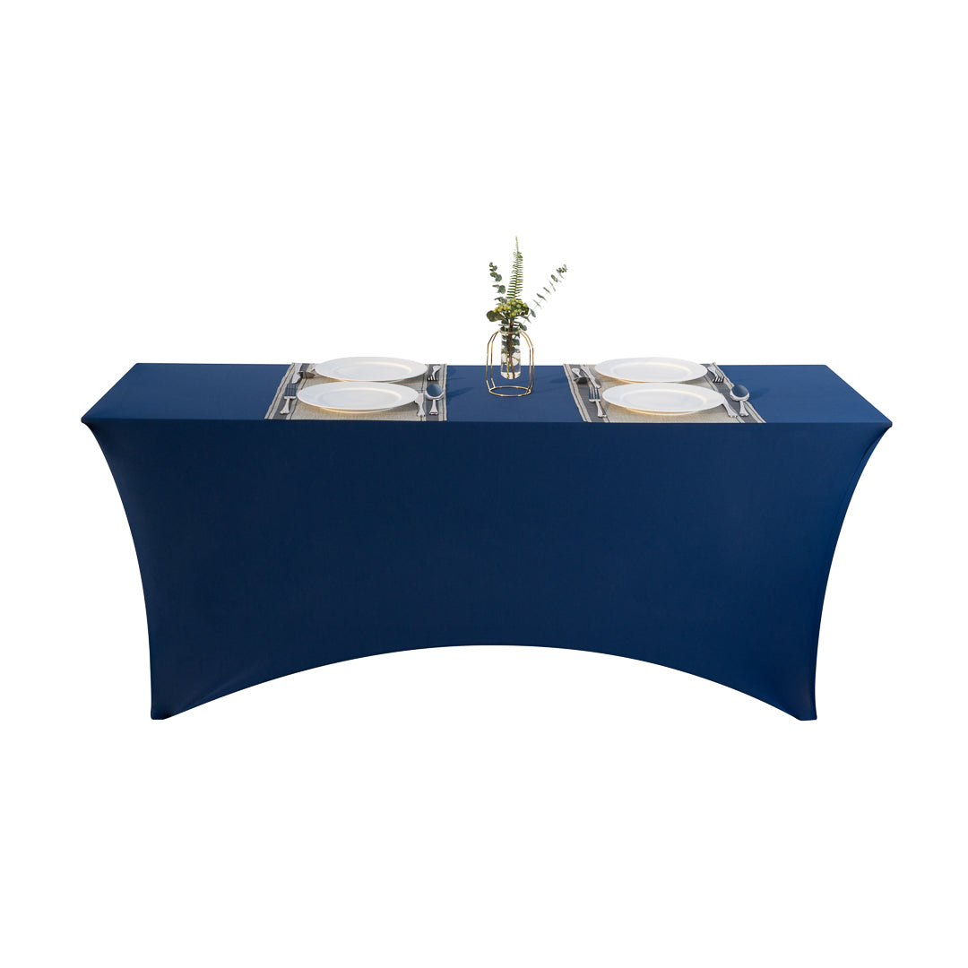 Table Tek Rectangle Blue Spandex Table Cover - Contour Cut - 72" x 30" - 10 count box