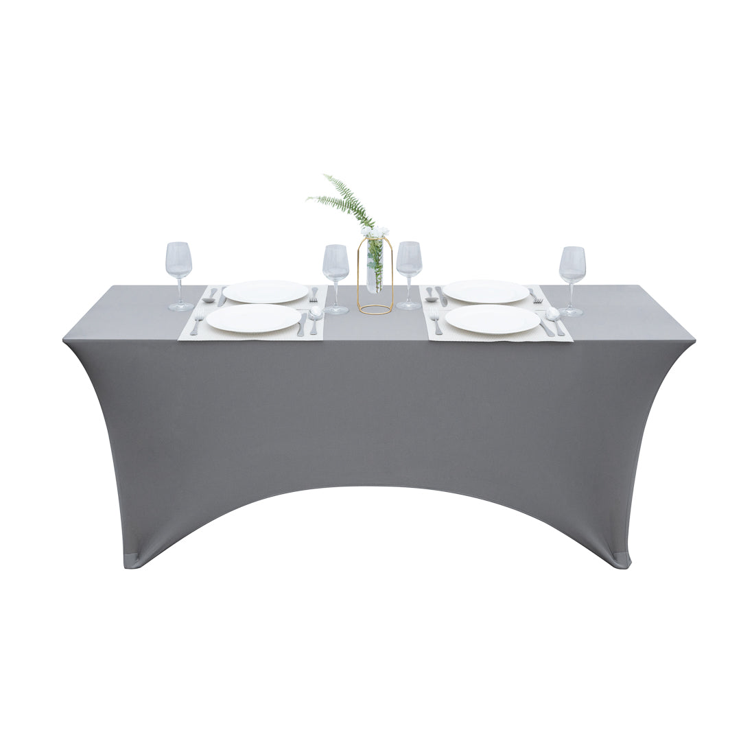 Table Tek Rectangle Charcoal Gray Spandex Table Cover - Contour Cut - 72" x 30" - 10 count box