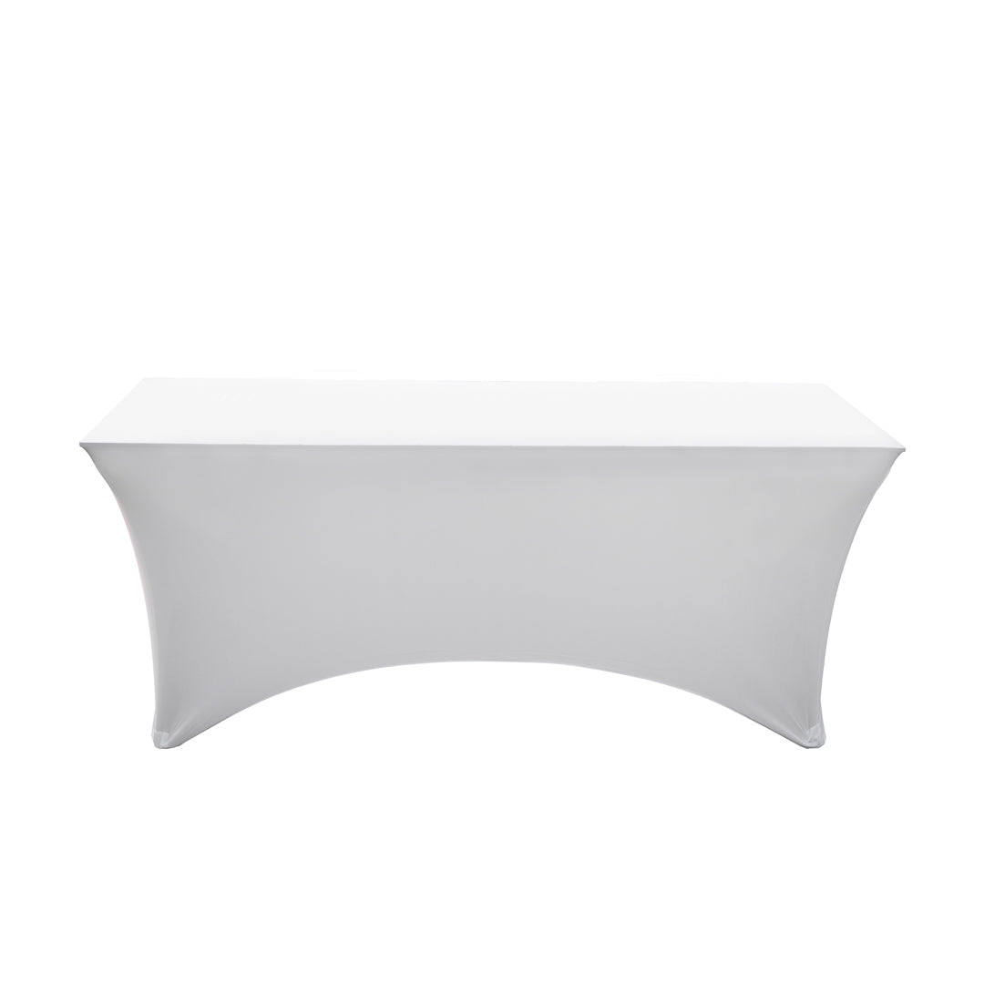 Table Tek Rectangle White Spandex Table Cover - Contour Cut - 72" x 30" - 10 count box