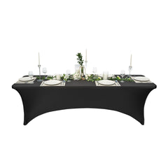 Table Tek Rectangle Black Spandex Table Cover - Contour Cut - 96