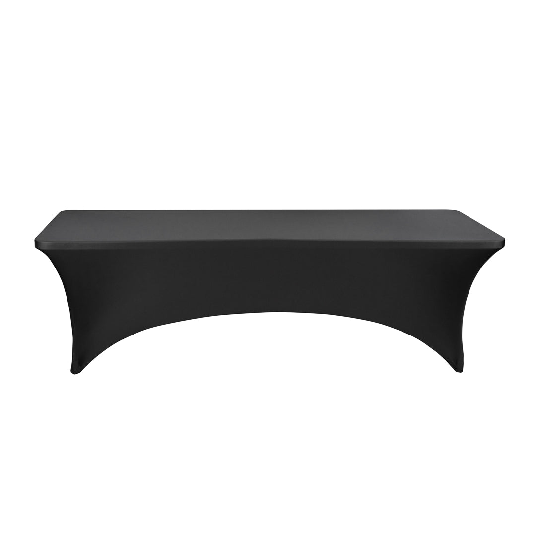 Table Tek Rectangle Black Spandex Table Cover - Contour Cut - 96" x 30" - 10 count box