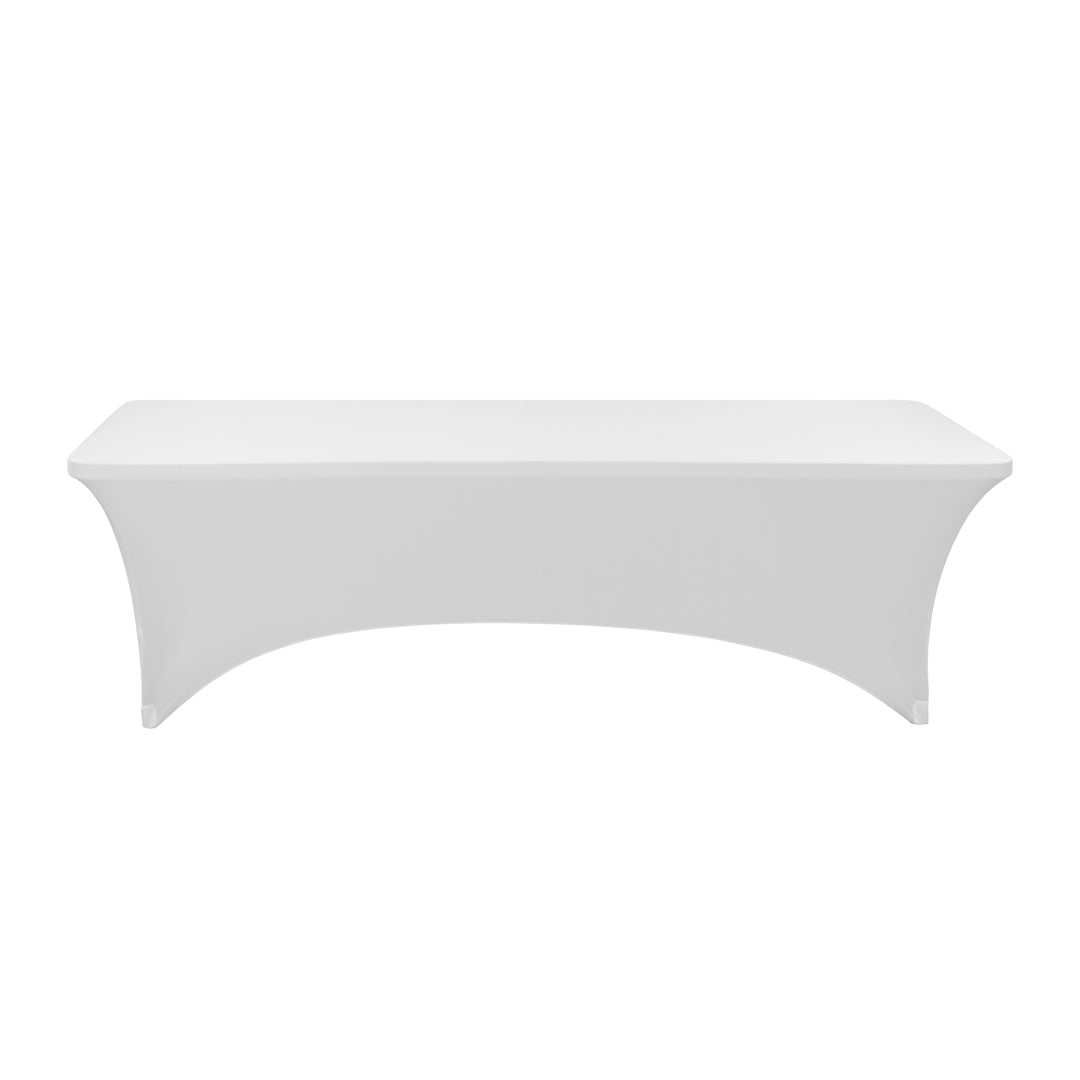 Table Tek Rectangle White Spandex Table Cover - Contour Cut - 96" x 30" - 10 count box