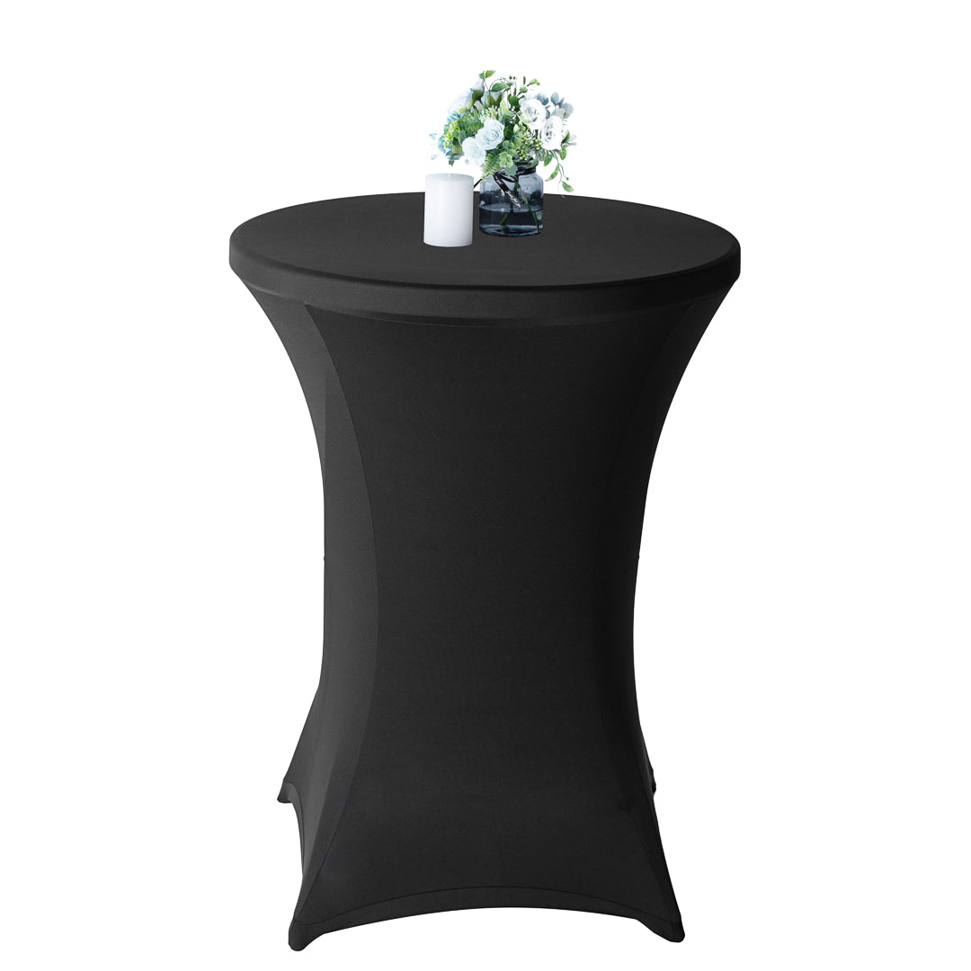 Table Tek Round Black Spandex Table Cover - Bar Height - 36" - 10 count box