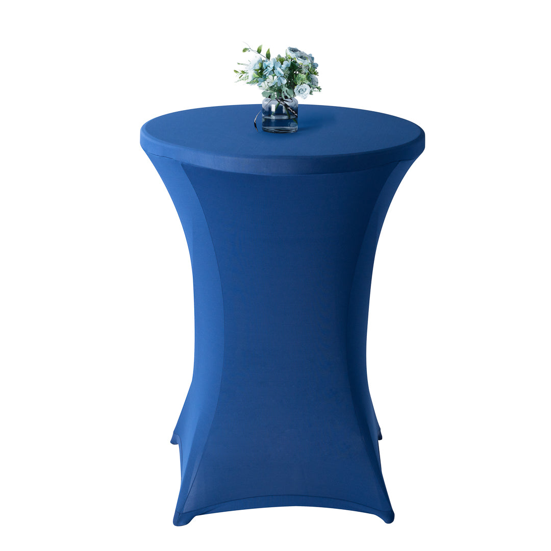 Table Tek Round Blue Spandex Table Cover - Bar Height - 36" - 10 count box