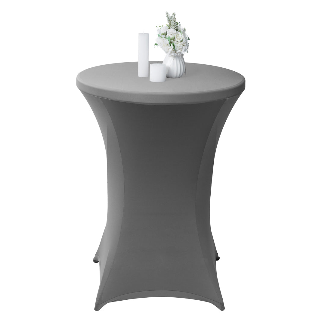 Table Tek Round Gray Spandex Table Cover - Bar Height - 36" - 10 count box