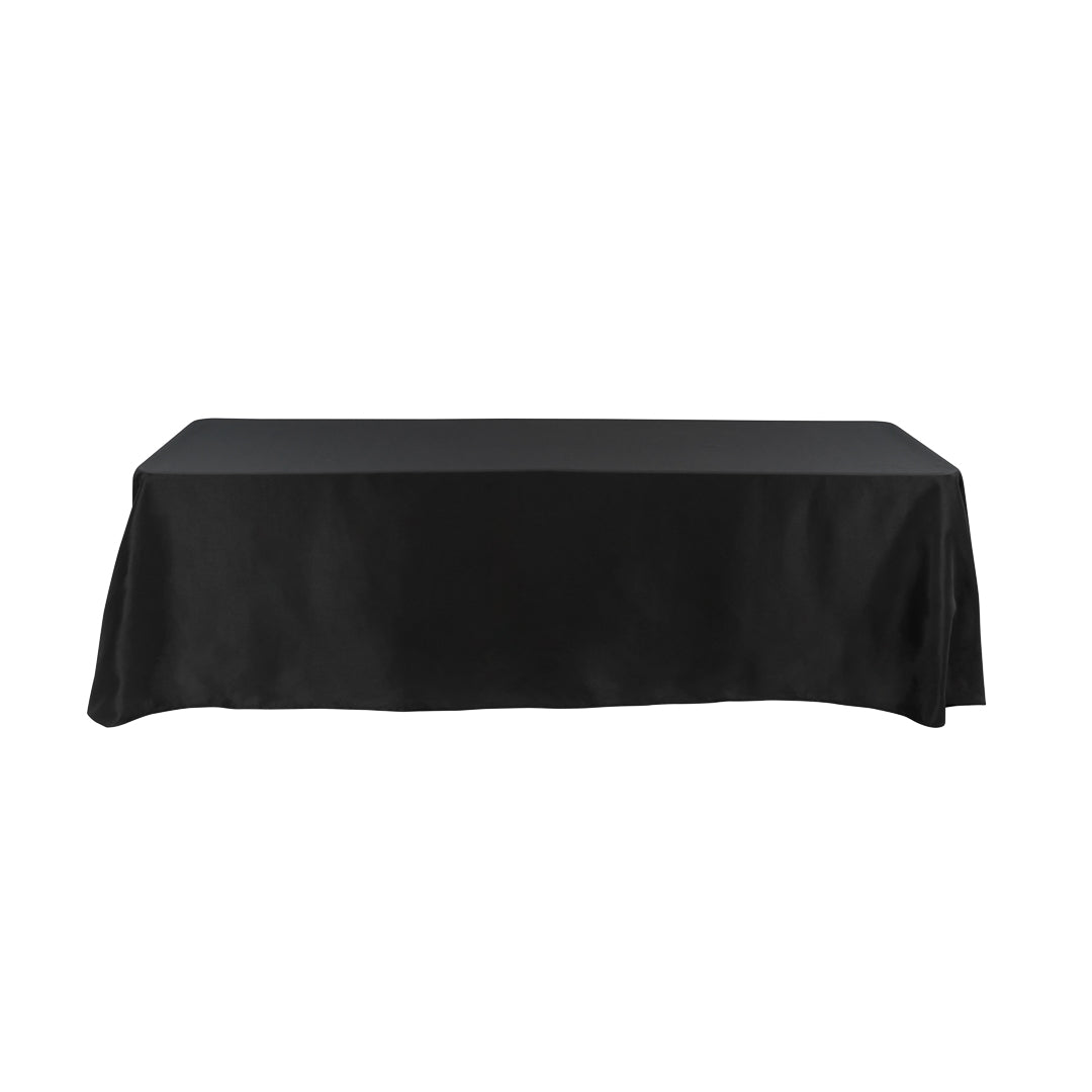 Table Tek Rectangle Black Polyester Cloth Table Cover - Hemmed - 90" x 132" - 10 count box