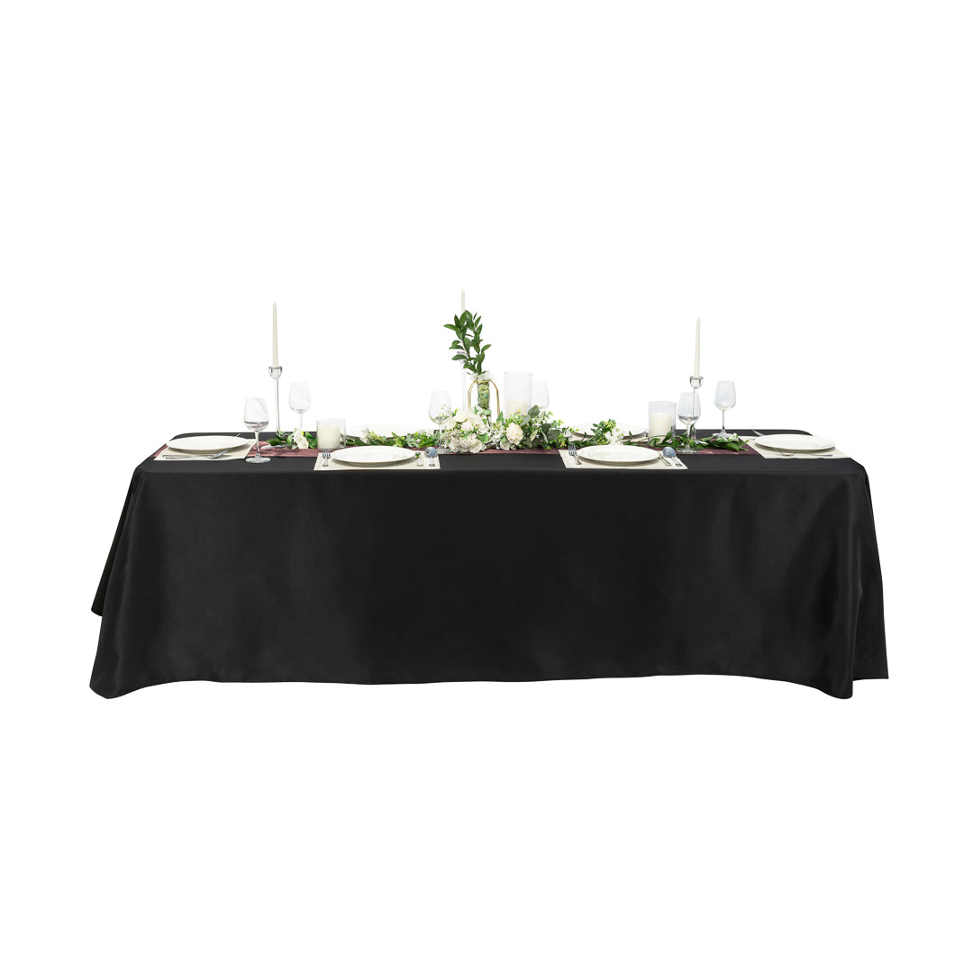 Table Tek Rectangle Black Polyester Cloth Table Cover - Hemmed - 90" x 132" - 10 count box