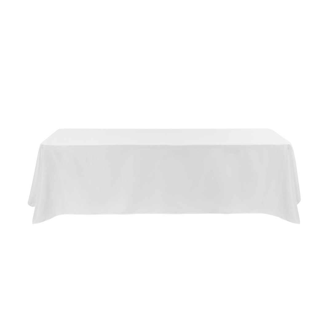 Table Tek Rectangle White Polyester Cloth Table Cover - Hemmed - 90" x 132" - 10 count box