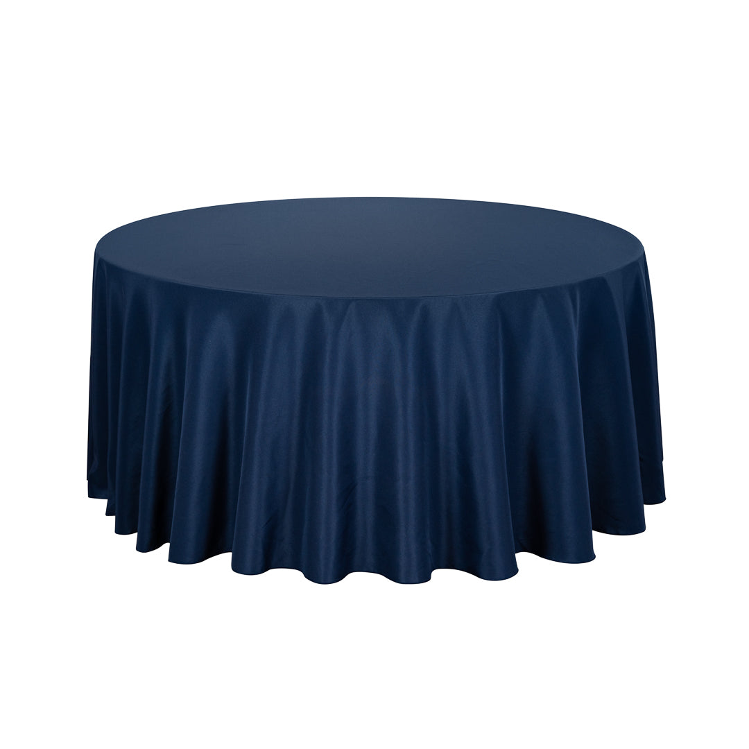 Table Tek Round Blue Polyester Cloth Table Cover - Hemmed - 120" - 10 count box