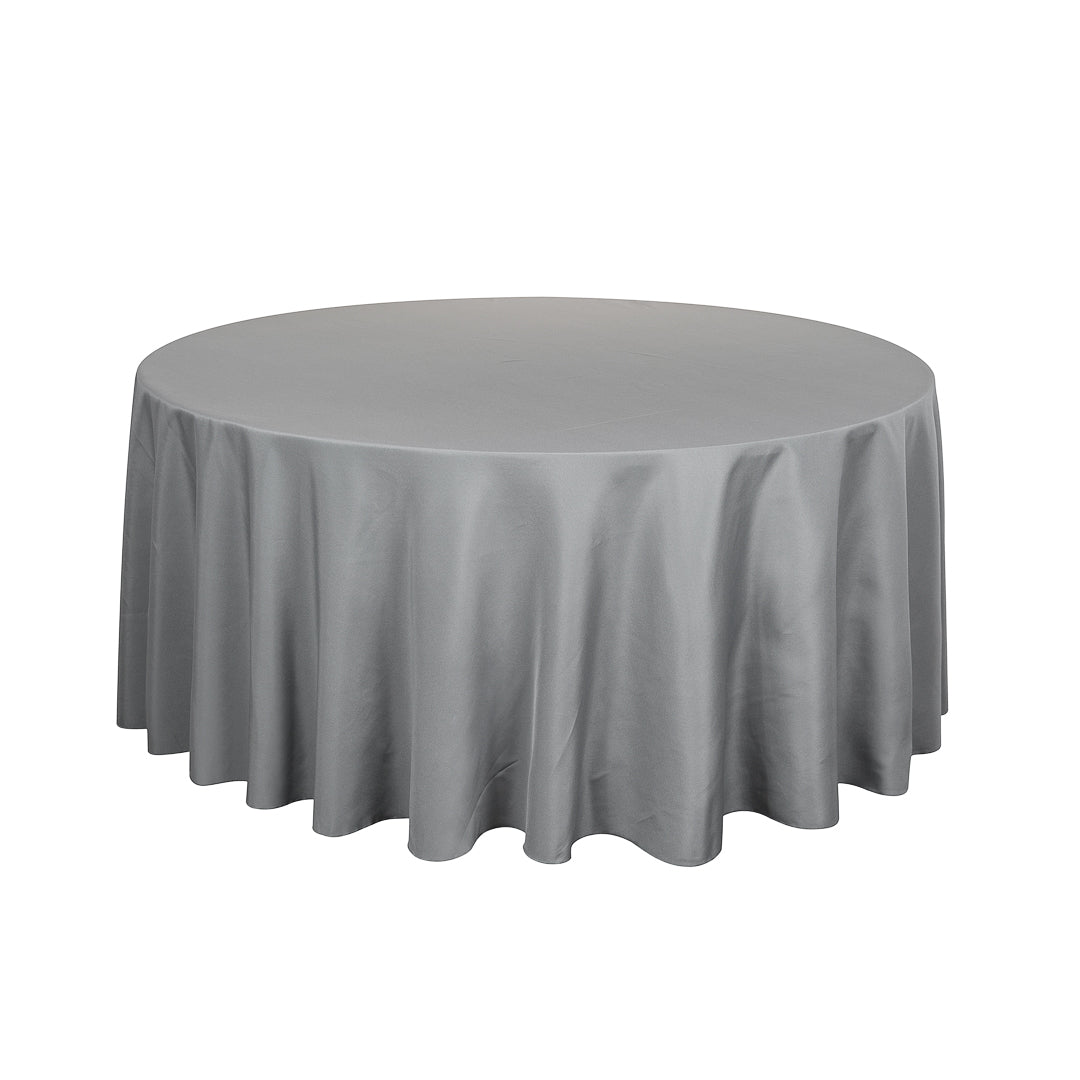 Table Tek Round Gray Polyester Cloth Table Cover - Hemmed - 120" - 10 count box