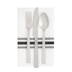 Luxenap White Woven Cloth Bistro Napkin - Black Stripe - 18 1/2