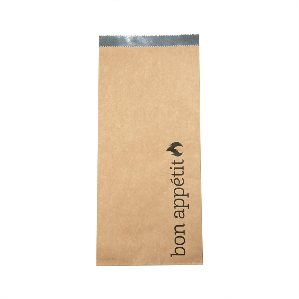 Bag Tek Kraft Paper Printed Foil Bag - Qt. Size, Bon Appetit - 5 1/2" x 3 1/4" x 12" - 100 count box