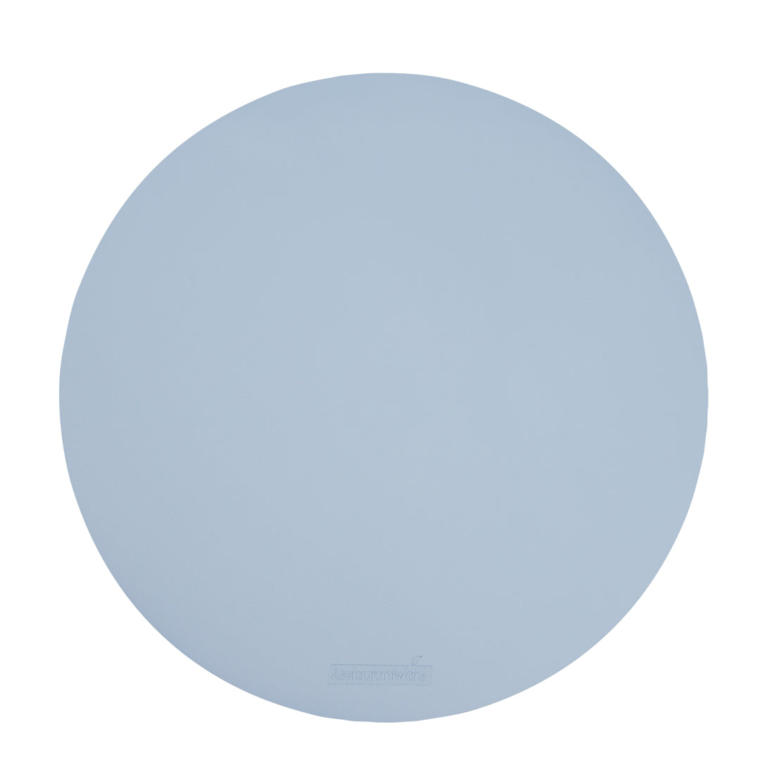 Round Light Blue Vinyl Placemat - Embossed - 15" x 15" - 6 count box