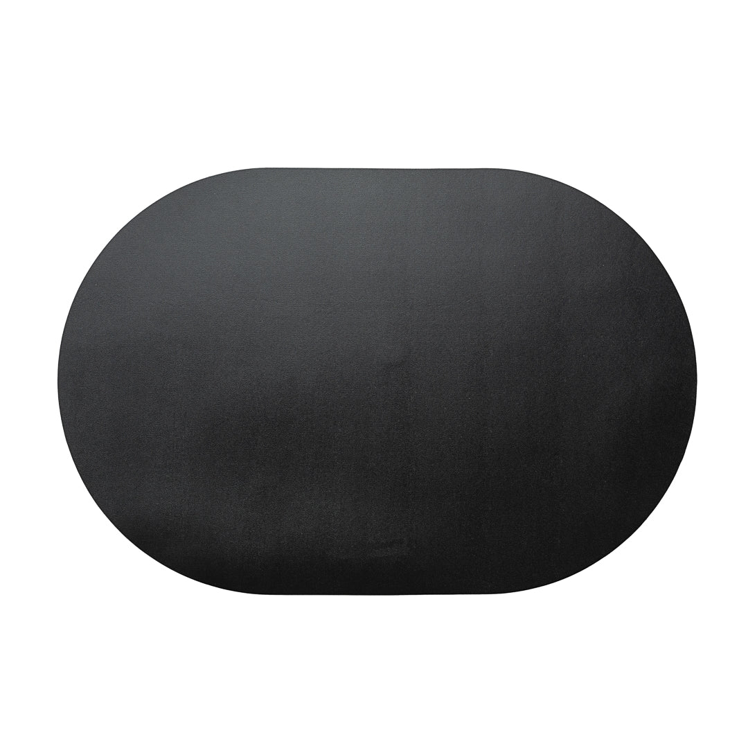 Oval Black Vinyl Placemat - Embossed - 17 3/4" x 12" - 6 count box