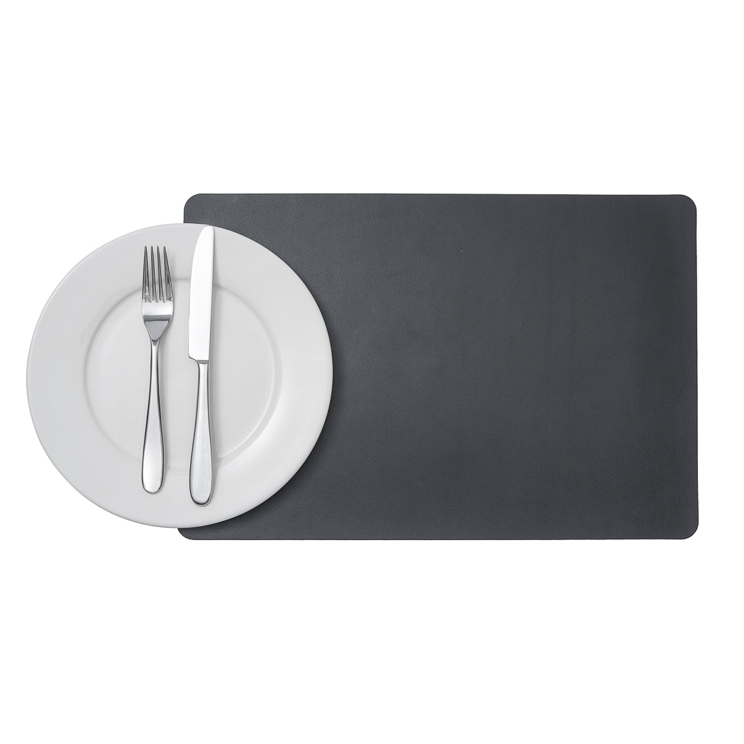 Rectangle Black Vinyl Placemat - Embossed - 17 3/4" x 12" - 6 count box