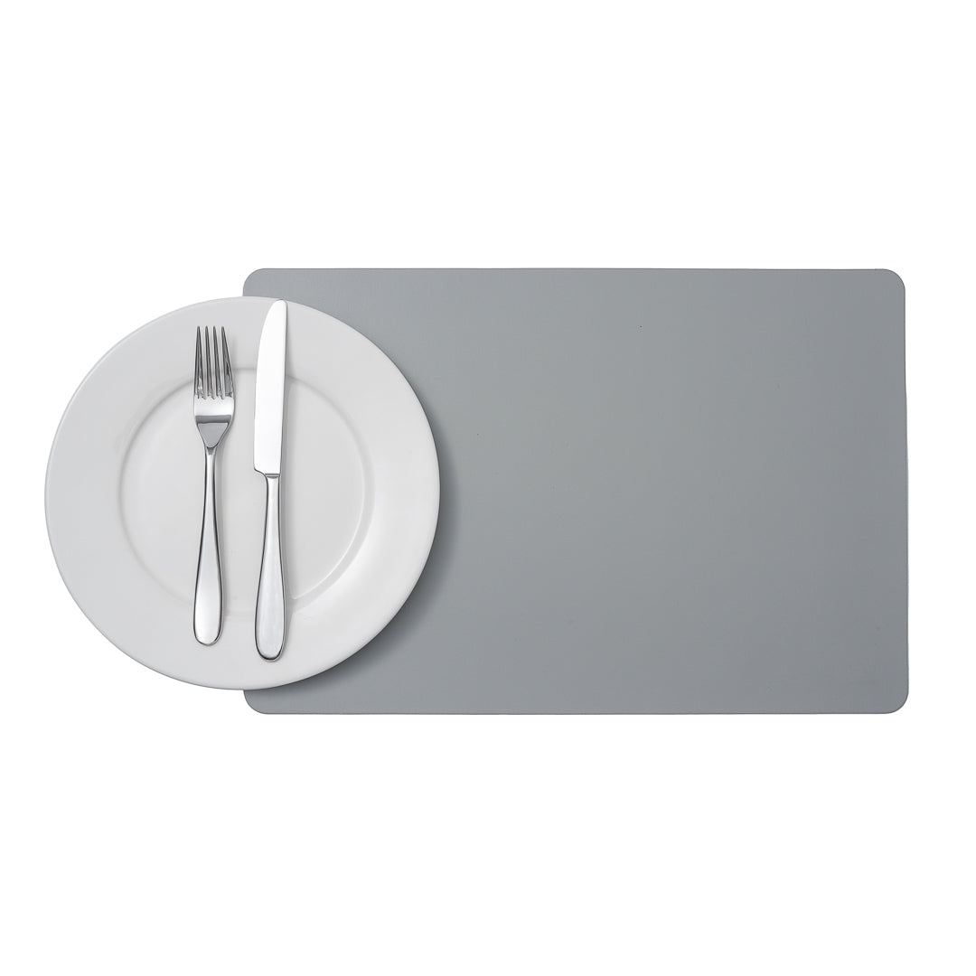 Rectangle Gray Vinyl Placemat - Embossed - 17 3/4" x 12" - 6 count box