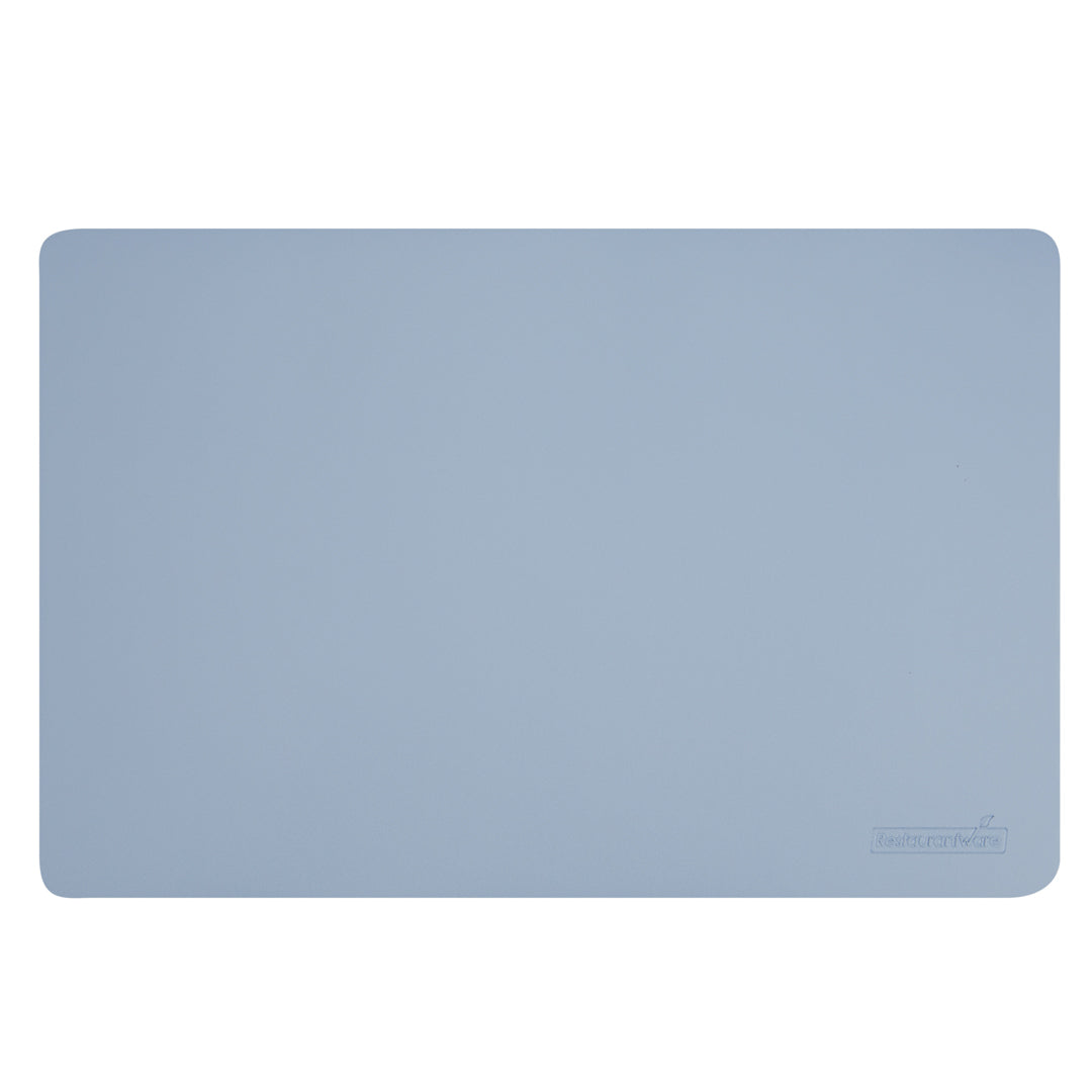 Rectangle Light Blue Vinyl Placemat - Embossed - 17 3/4" x 12" - 6 count box