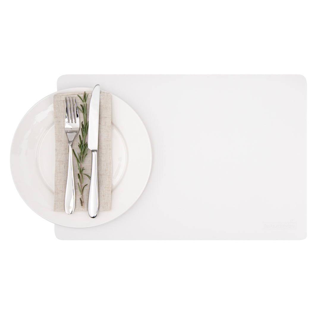 Rectangle White Vinyl Placemat - Embossed - 17 3/4" x 12" - 6 count box