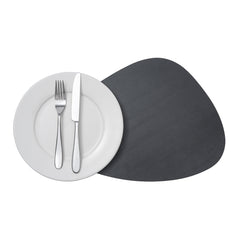 Egg-Shaped Black Vinyl Placemat - Embossed - 16