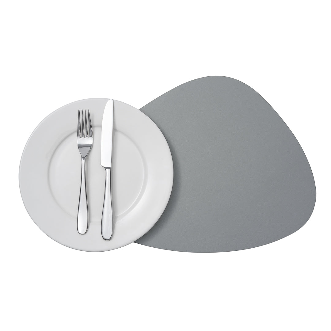 Egg-Shaped Gray Vinyl Placemat - Embossed - 16" x 12" - 6 count box