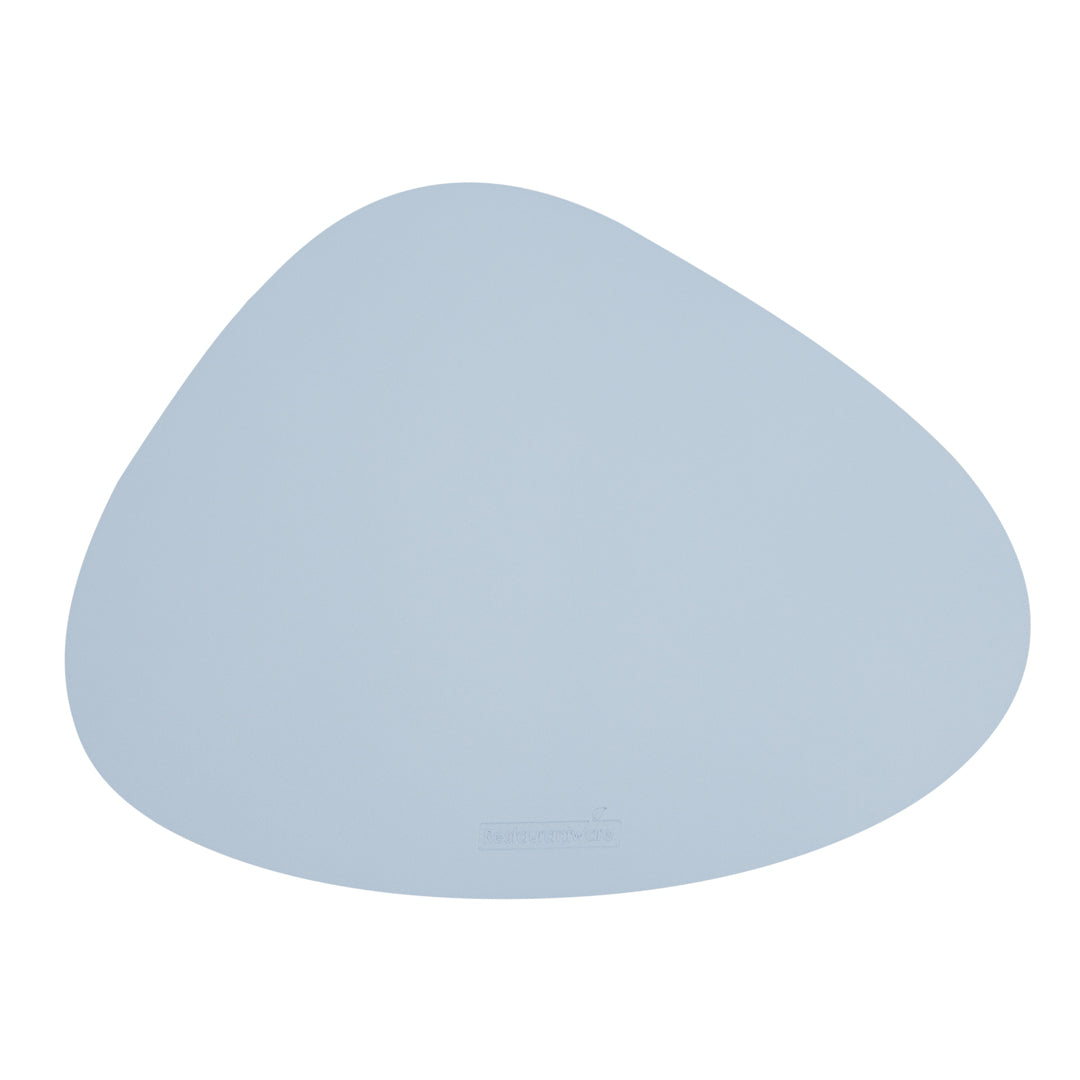 Egg-Shaped Light Blue Vinyl Placemat - Embossed - 16" x 12" - 6 count box