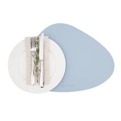 Egg-Shaped Light Blue Vinyl Placemat - Embossed - 16