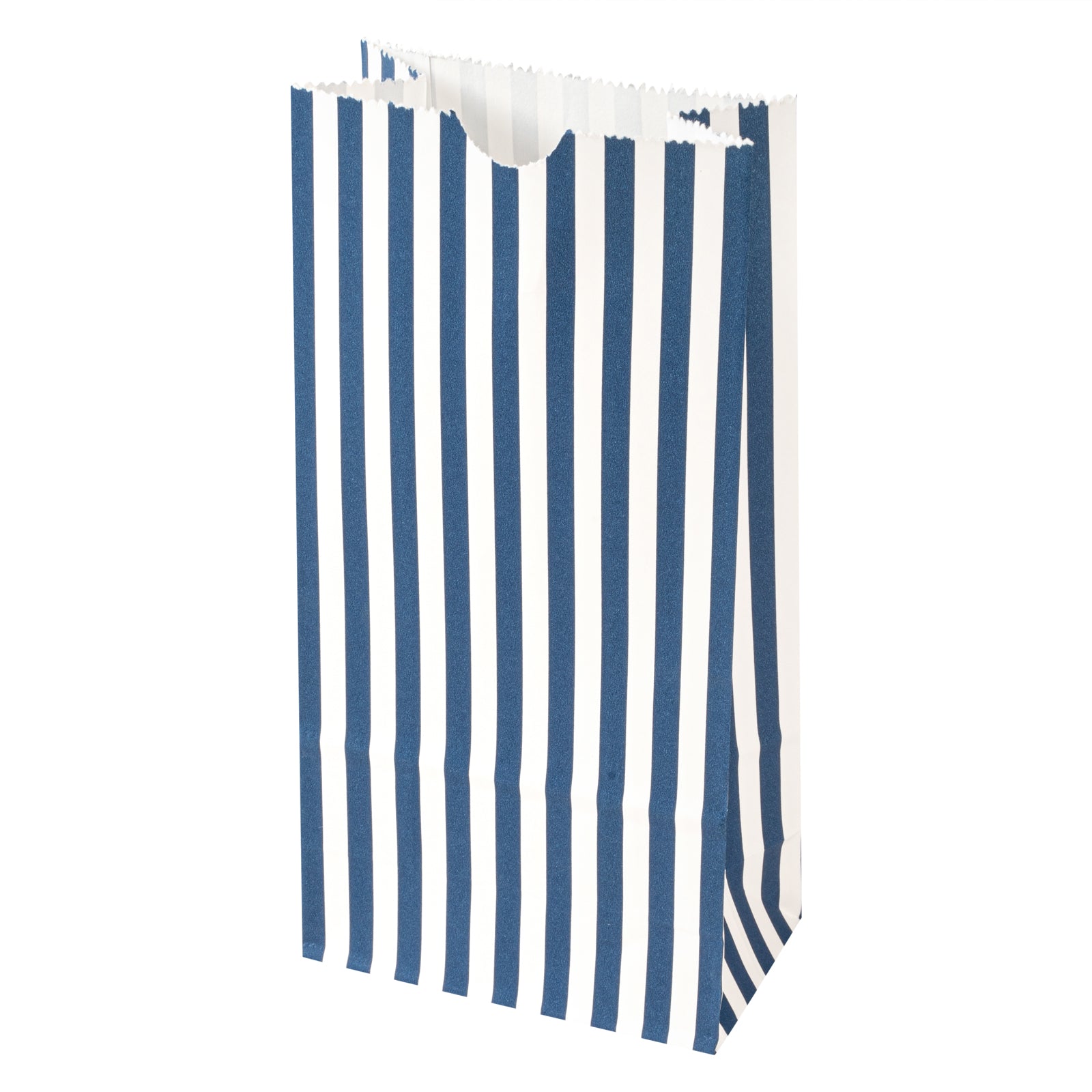 Bag Tek Blue and White Stripe Paper Bag - 2 lb - 4 1/4" x 2 1/4" x 8 1/2" - 100 count box