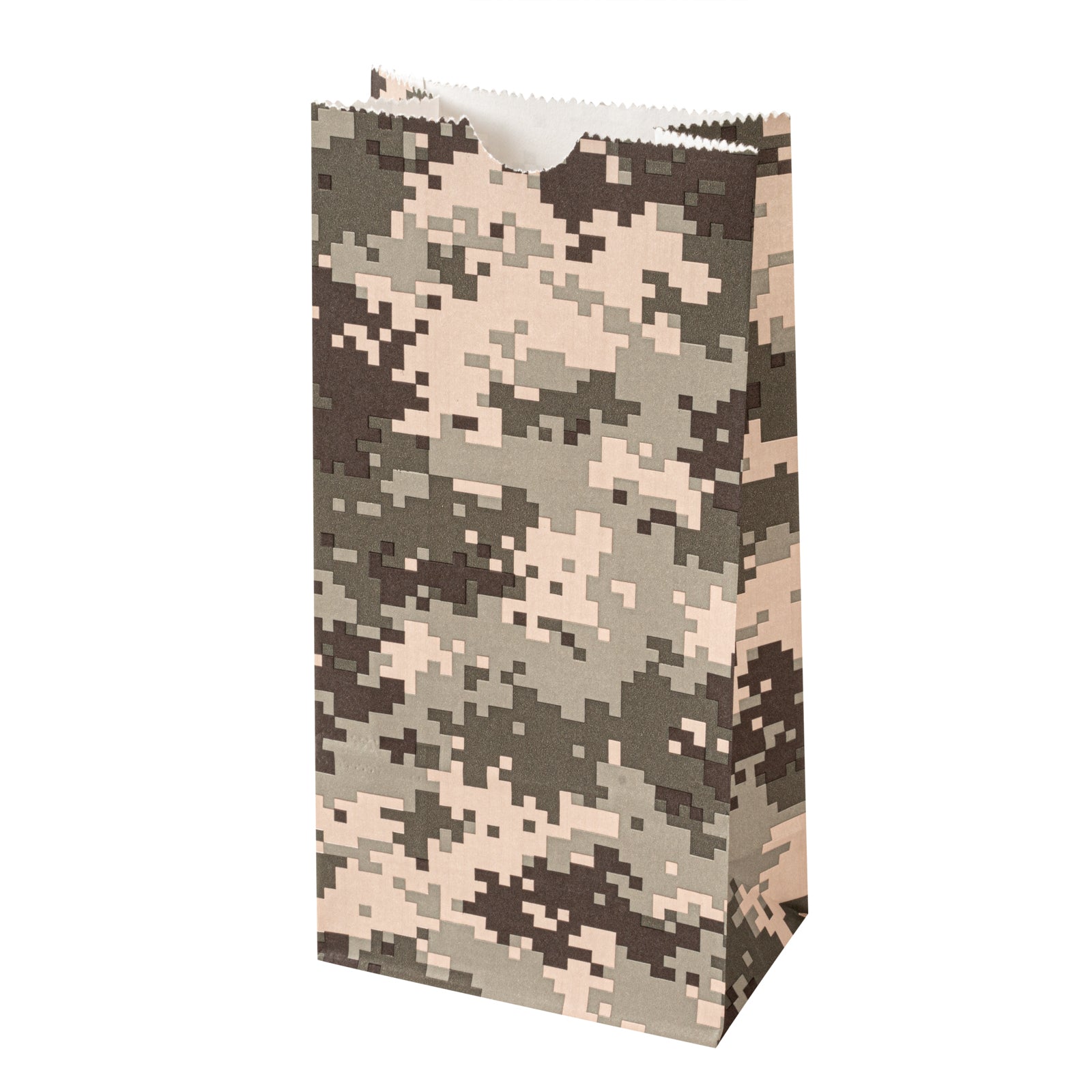 Bag Tek Camouflage Paper Bag - 2 lb - 4 1/4" x 2 1/4" x 8 1/2" - 100 count box