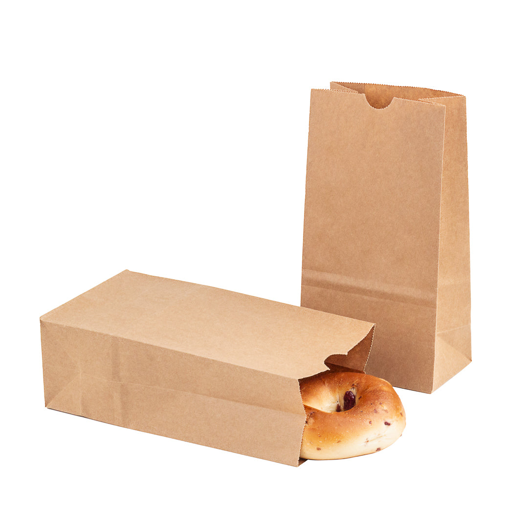 Bag Tek Kraft Paper Bag - 4 lb - 5" x 3 1/4" x 9 1/2" - 100 count box