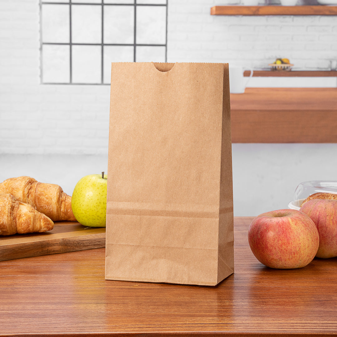 Bag Tek Kraft Paper Bag - 4 lb - 5" x 3 1/4" x 9 1/2" - 100 count box