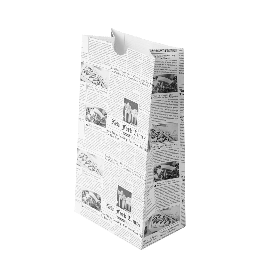 Bag Tek Newsprint Paper Bag - 4 lb - 5" x 3 1/4" x 9 1/2" - 100 count box