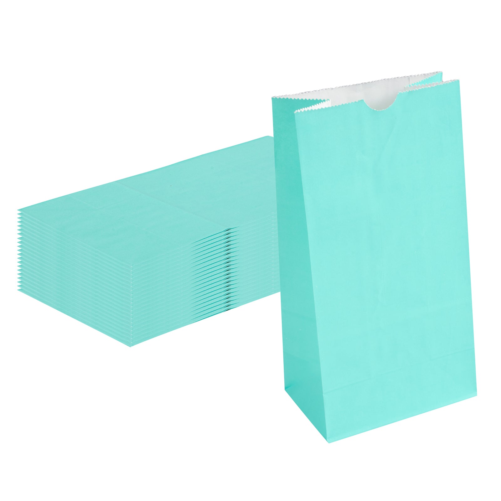 Bag Tek Turquoise Paper Bag - 4 lb - 5" x 3 1/4" x 9 1/2" - 100 count box