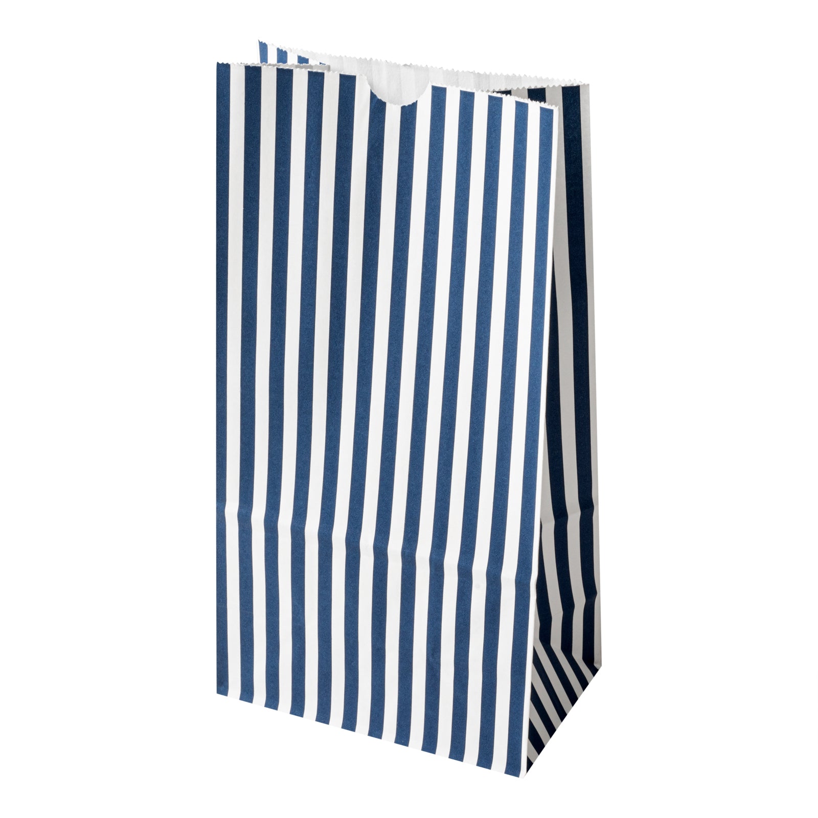 Bag Tek Blue and White Stripe Paper Bag - 6 lb - 6" x 3 1/2" x 10 3/4" - 100 count box