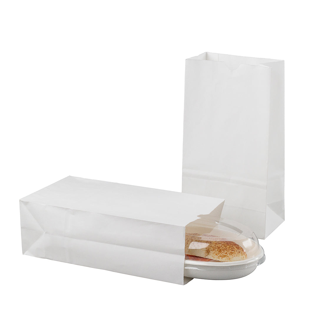 Bag Tek White Paper Bag - 6 lb - 6" x 3 1/2" x 10 3/4" - 100 count box