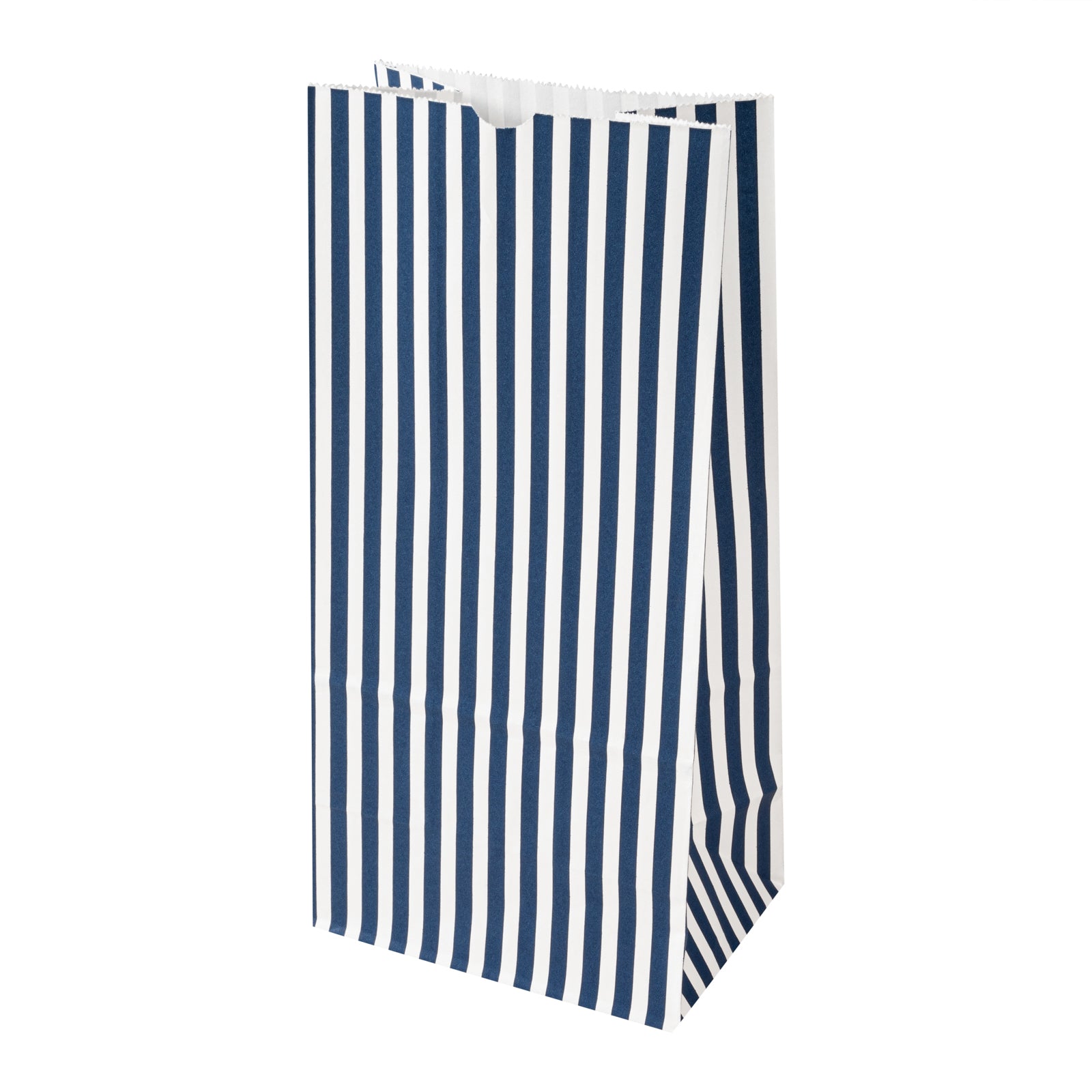 Bag Tek Blue and White Stripe Paper Bag - 8 lb - 6" x 4" x 11 3/4" - 100 count box