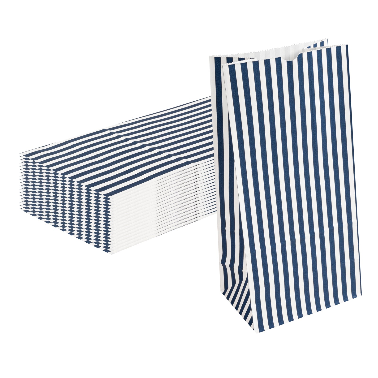 Bag Tek Blue and White Stripe Paper Bag - 8 lb - 6" x 4" x 11 3/4" - 100 count box