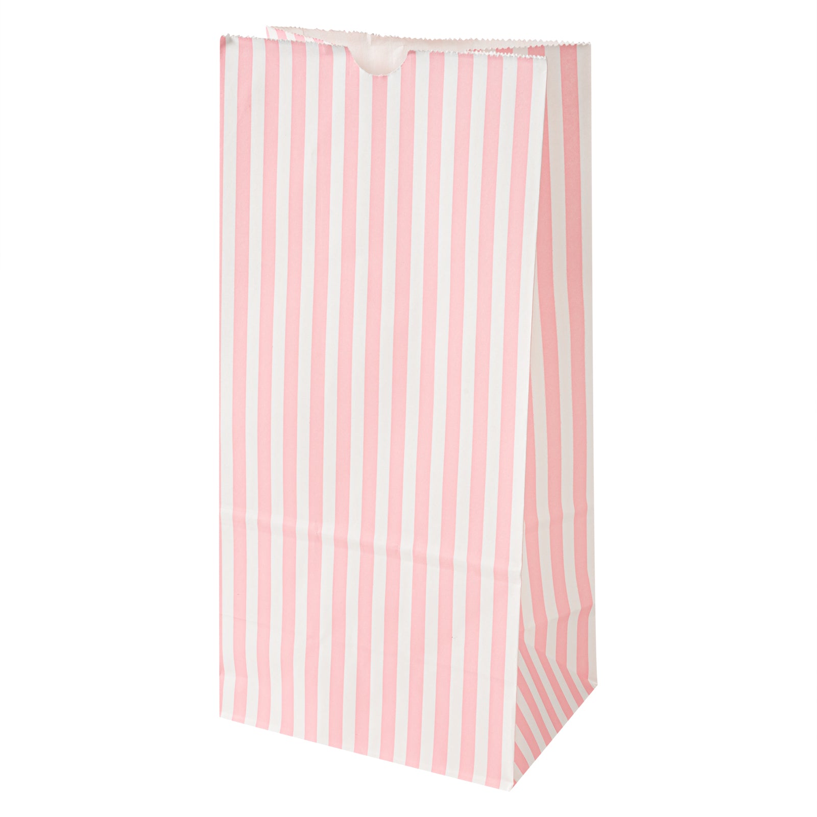 Bag Tek Pink and White Stripe Paper Bag - 8 lb - 6" x 4" x 11 3/4" - 100 count box