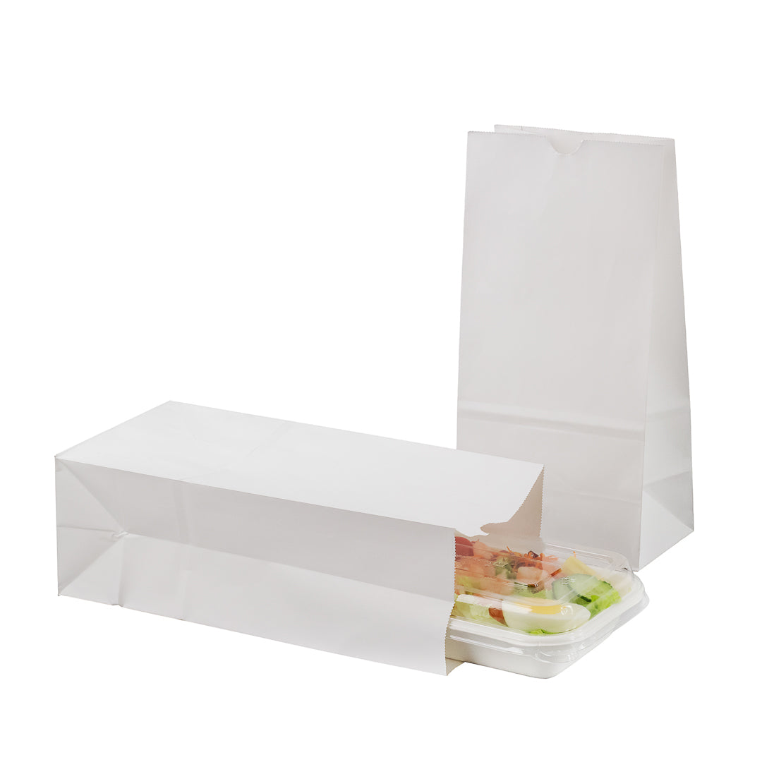 Bag Tek White Paper Bag - 8 lb - 6" x 4" x 11 3/4" - 100 count box