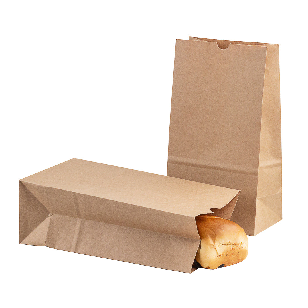 Bag Tek Kraft Paper Bag - 12 lb - 7" x 4 1/4" x 12 1/2" - 100 count box