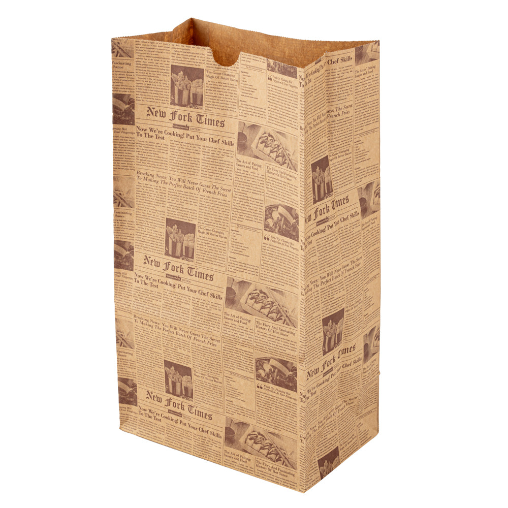 Bag Tek Kraft Newsprint Paper Bag - 12 lb - 7" x 4 1/4" x 12 1/2" - 100 count box