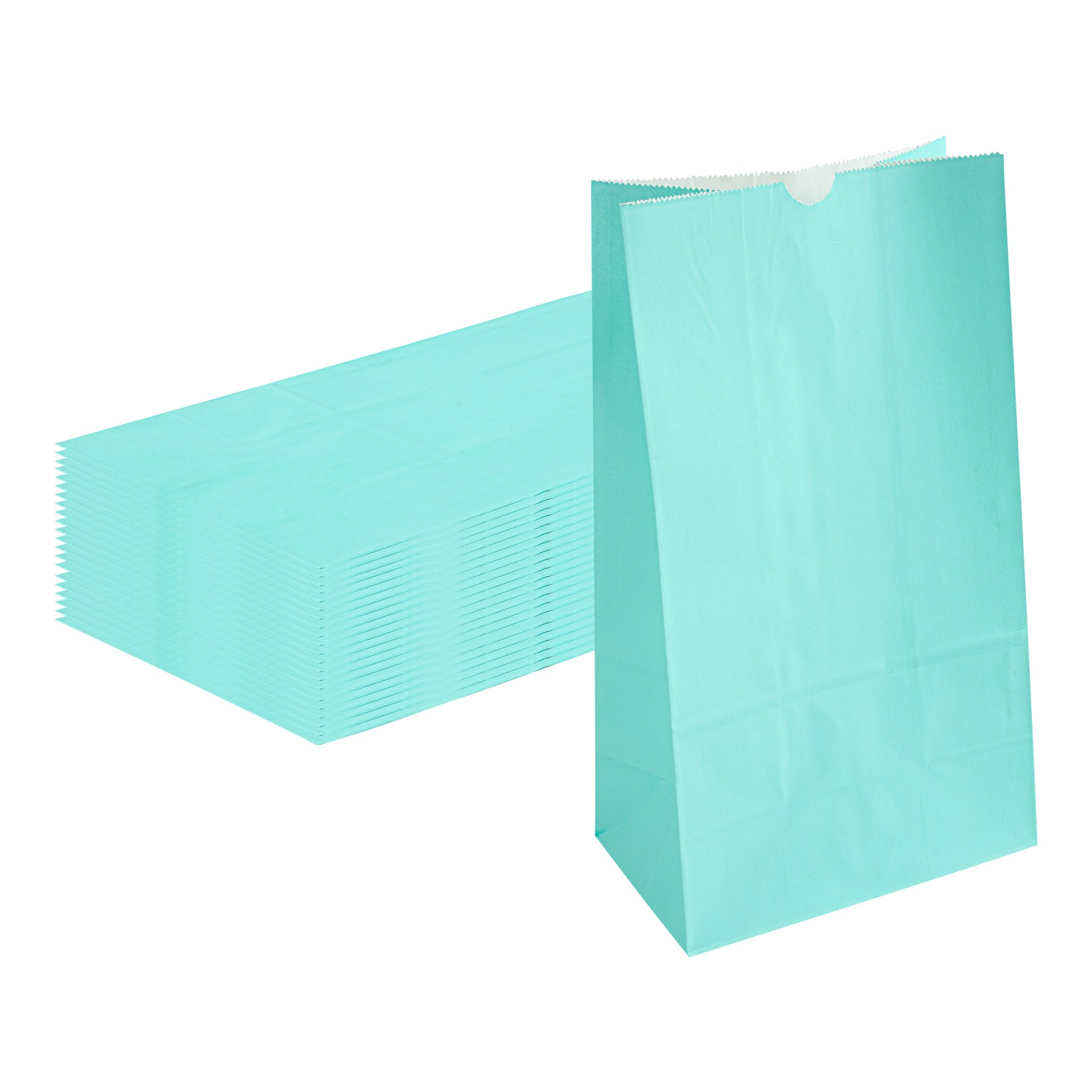 Bag Tek Turquoise Paper Bag - 12 lb - 7" x 4 1/4" x 12 1/2" - 100 count box