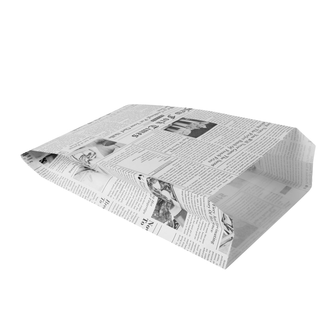 Bag Tek Newsprint Paper French Fry / Snack Bag - 4 1/4" x 1 1/2" x 6 1/4" - 100 count box