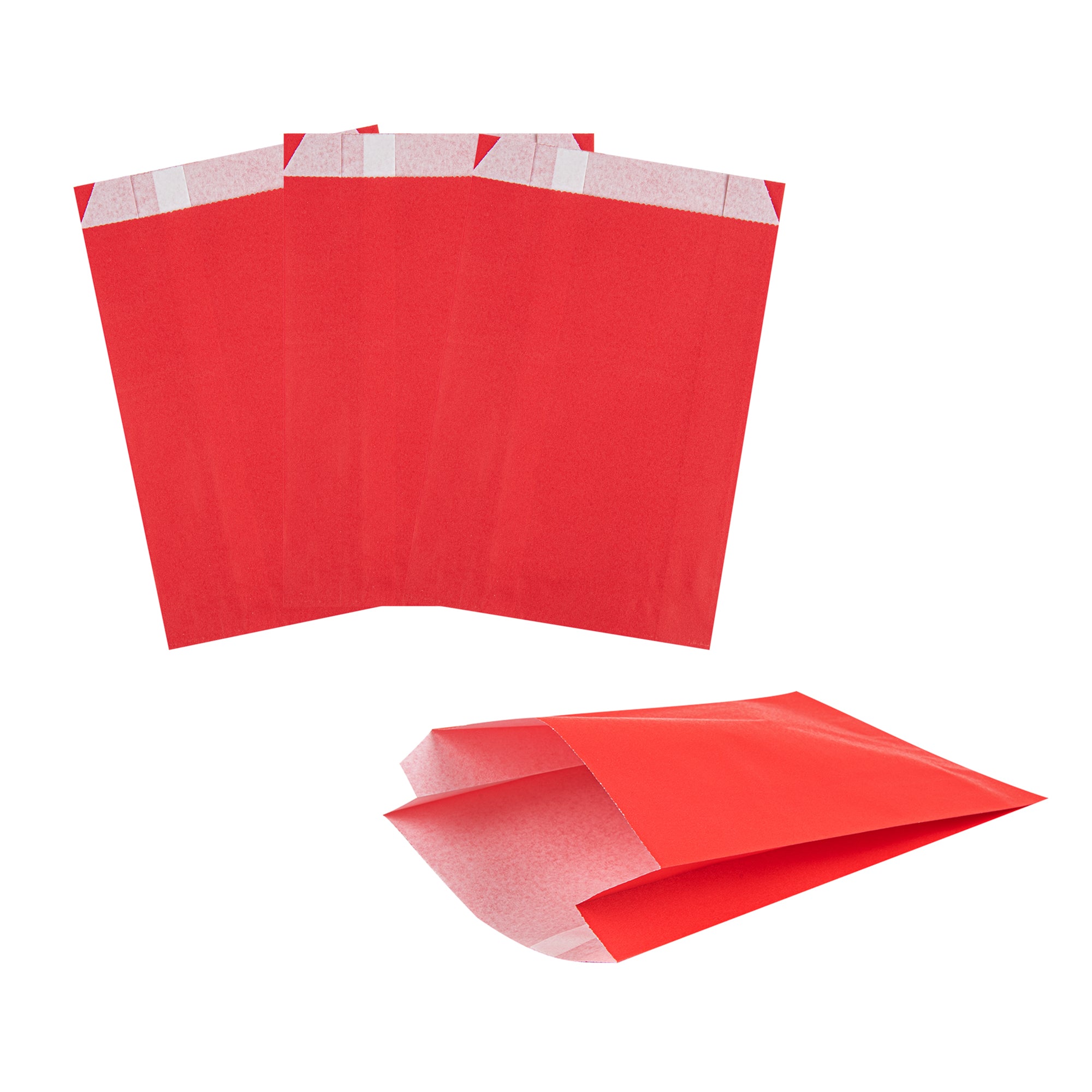 Bag Tek Red Paper French Fry / Snack Bag - 4 1/4" x 1 1/2" x 6 1/4" - 100 count box