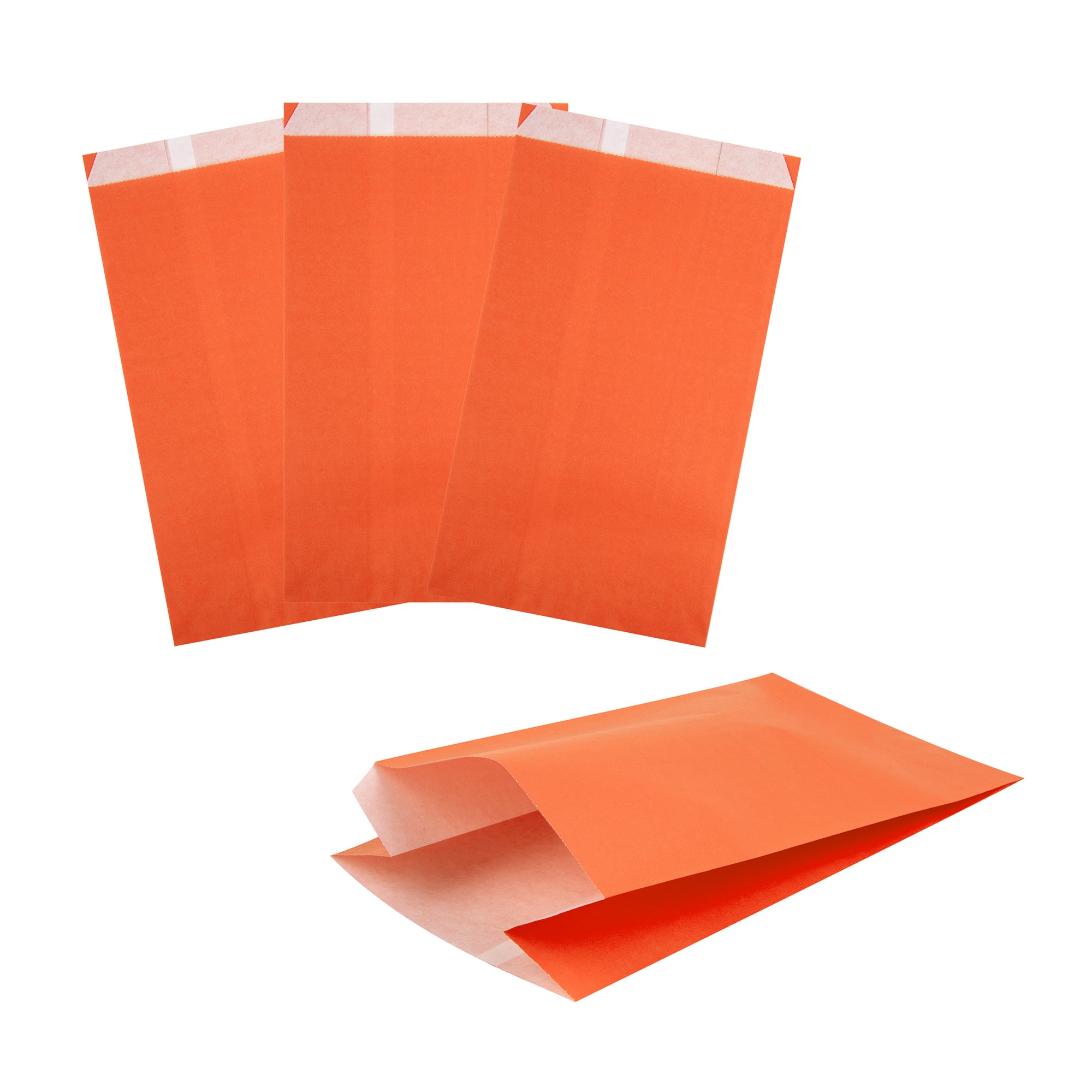 Bag Tek Tangerine Orange Paper French Fry / Snack Bag - 5" x 3" x 8 3/4" - 100 count box